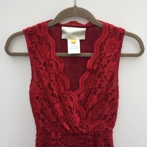 Anthropologie Leifsdottier Sexy Red Lace Dress